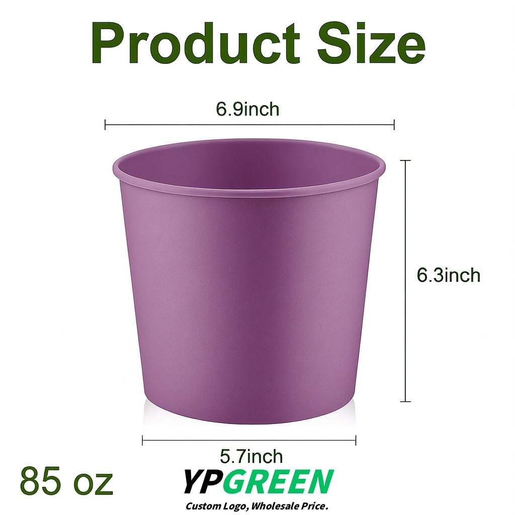 Mauve 85 oz Paper Buckets 6.9x5.7x6.3 Inches Cardboard Food Container