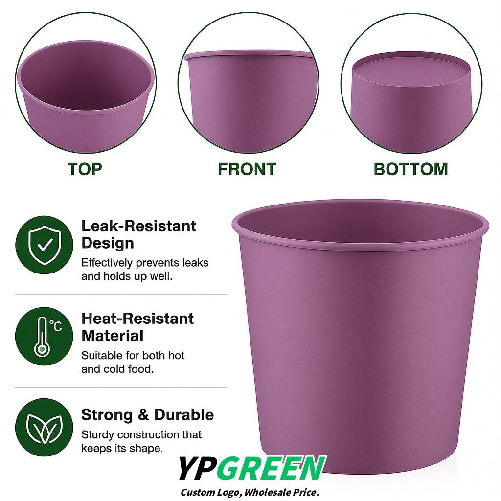 Mauve 85 oz Paper Buckets 6.9x5.7x6.3 Inches Cardboard Food Container