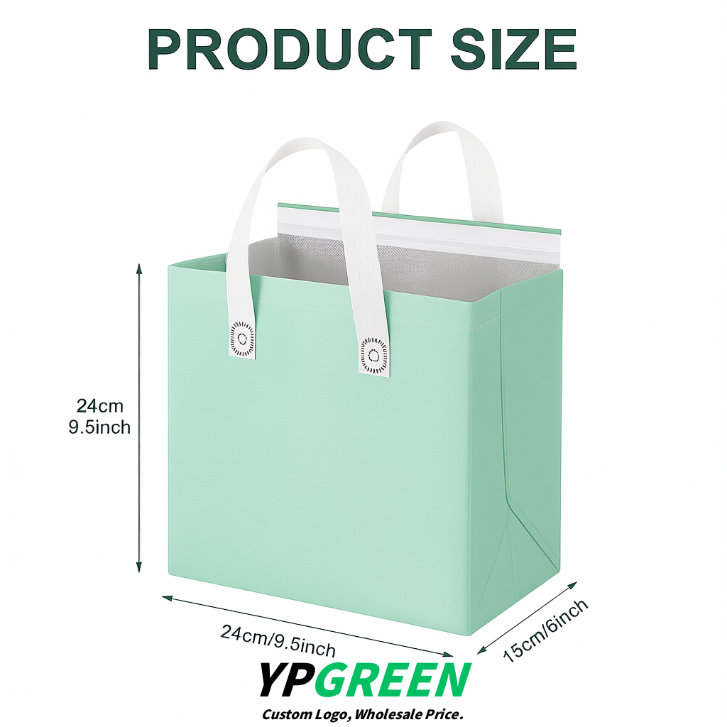 Mint Green 4-Cup insulated take away bags wholesale 9.5 x 9.5 x 6 inches for Hot & Cold Drink Delivery