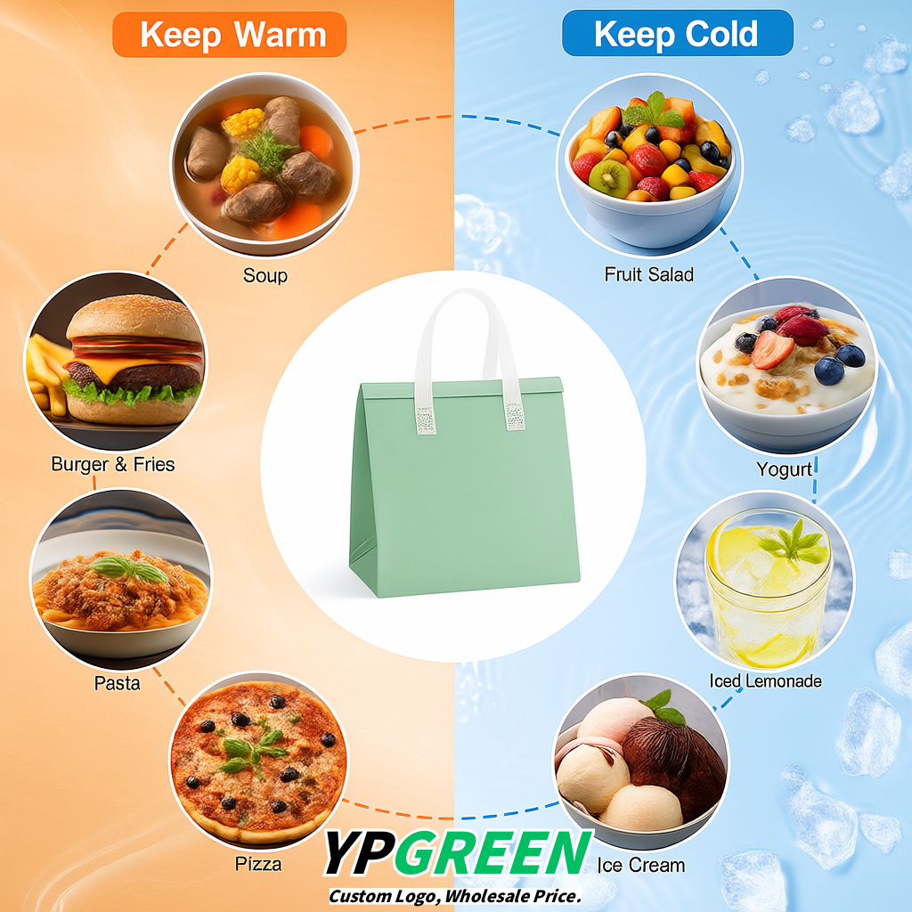 Mint Green 4-Cup insulated take away bags wholesale 9.5 x 9.5 x 6 inches for Hot & Cold Drink Delivery
