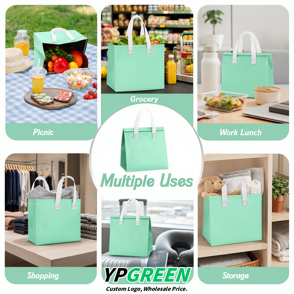 Mint Green 4-Cup insulated take away bags wholesale 9.5 x 9.5 x 6 inches for Hot & Cold Drink Delivery