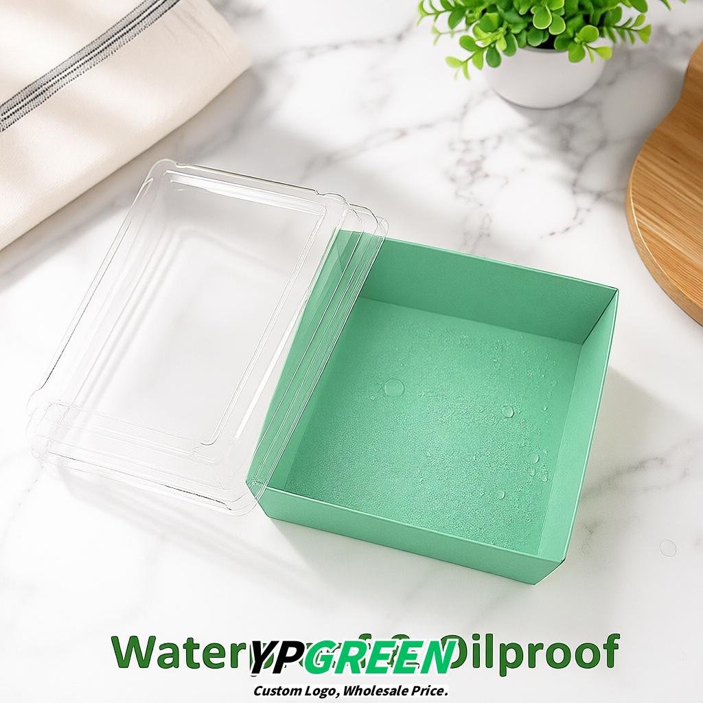 Mint Green Charcuterie Boxes with Clear Lids - 4 inches & 5 inches Disposable Paper Square Food Containers