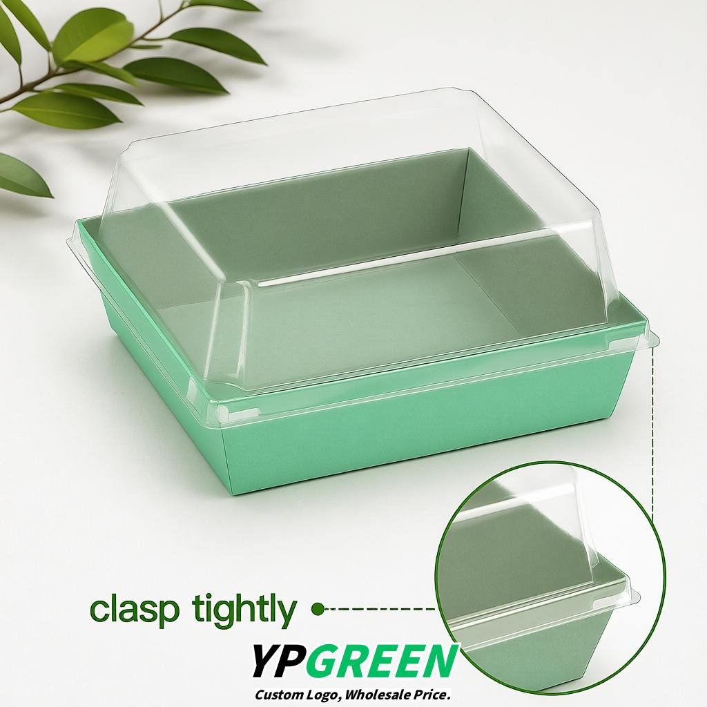 Mint Green Charcuterie Boxes with Clear Lids - 4 inches & 5 inches Disposable Paper Square Food Containers