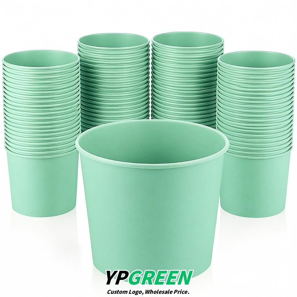 Mint Green 85 oz Paper Buckets 6.9x5.7x6.3 Inches Cardboard Food Container