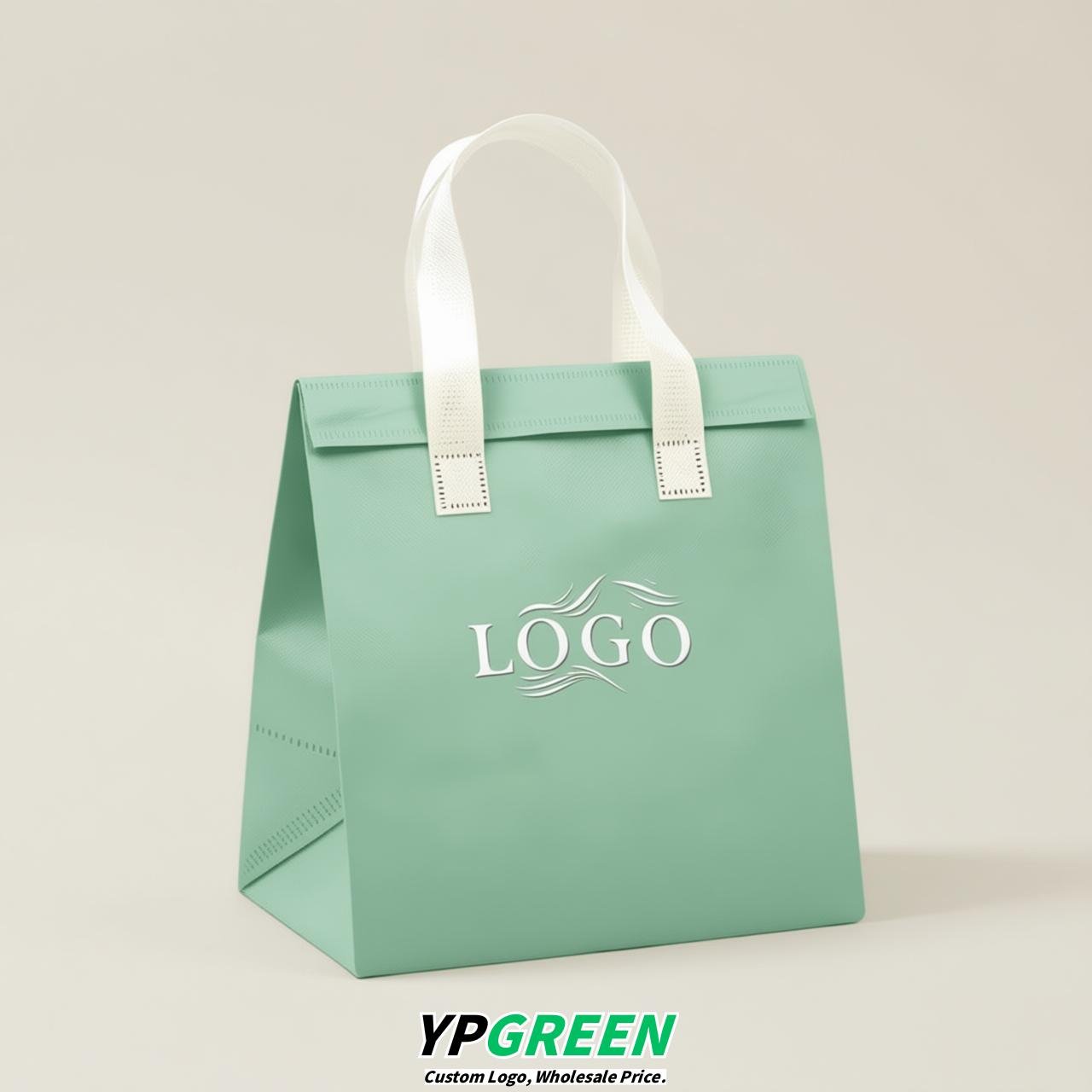 Mint Green 4-Cup insulated take away bags wholesale 9.5 x 9.5 x 6 inches for Hot & Cold Drink Delivery