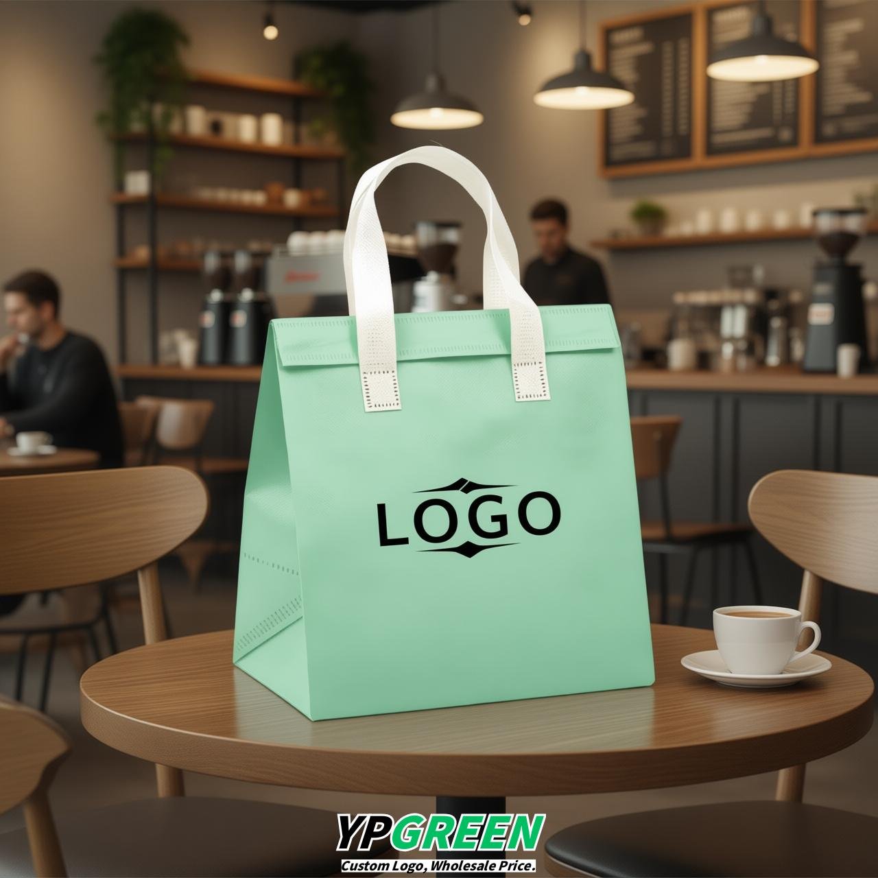 Mint Green 4-Cup insulated take away bags wholesale 9.5 x 9.5 x 6 inches for Hot & Cold Drink Delivery