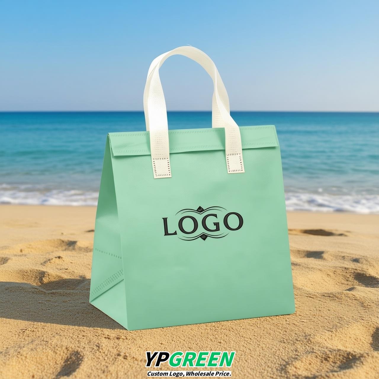 Mint Green 4-Cup insulated take away bags wholesale 9.5 x 9.5 x 6 inches for Hot & Cold Drink Delivery