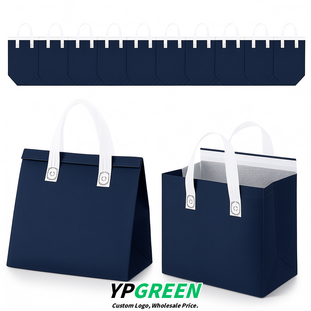 Navy Blue 4-Cup insulated take away bags wholesale 9.5 x 9.5 x 6 inches for Hot & Cold Drink Delivery