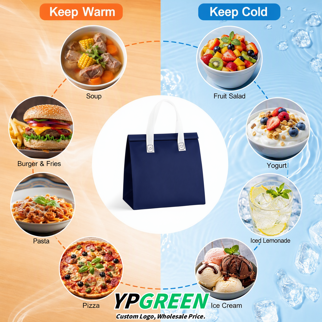 Navy Blue 4-Cup insulated take away bags wholesale 9.5 x 9.5 x 6 inches for Hot & Cold Drink Delivery