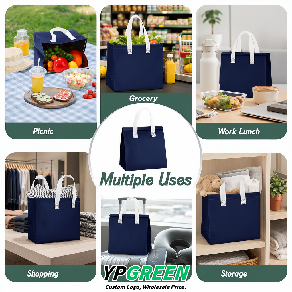 Navy Blue 4-Cup insulated take away bags wholesale 9.5 x 9.5 x 6 inches for Hot & Cold Drink Delivery