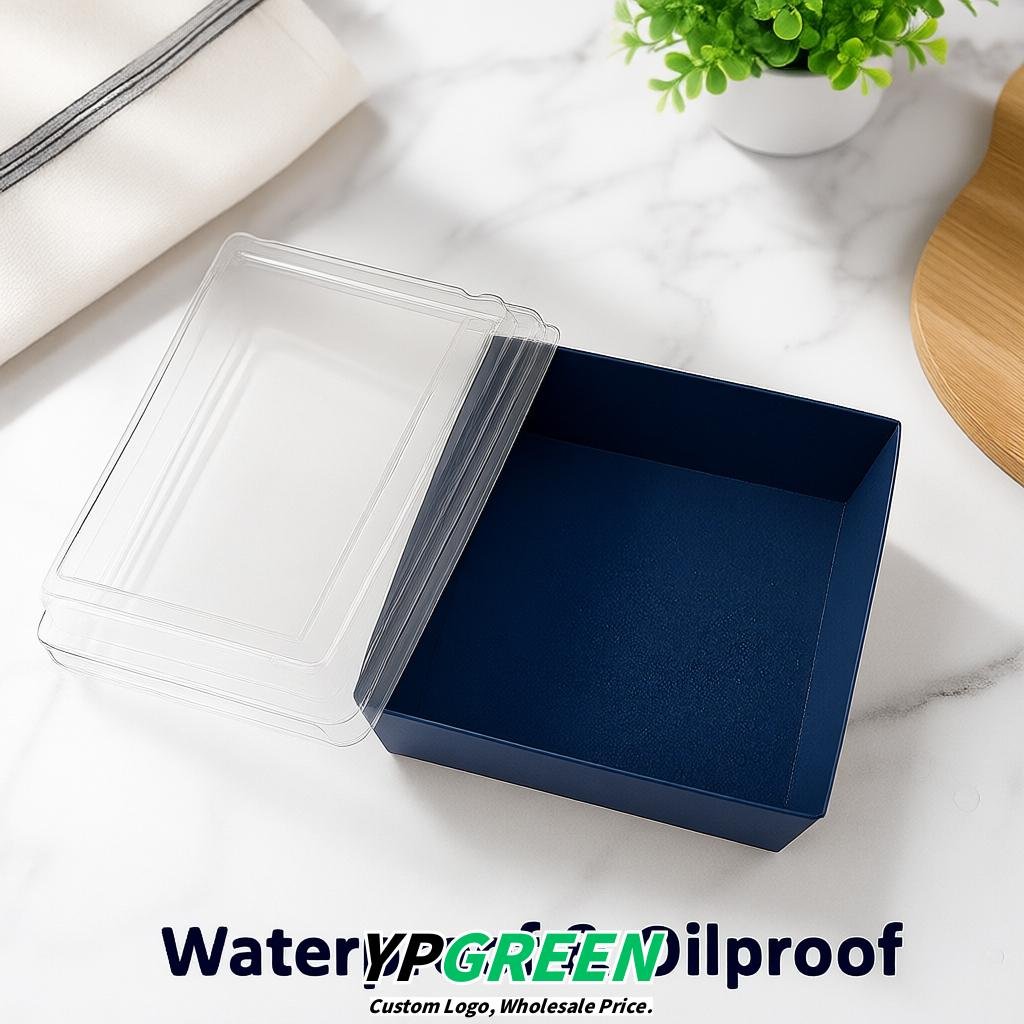 Navy Blue Charcuterie Boxes with Clear Lids - 4 inches & 5 inches Disposable Paper Square Food Containers