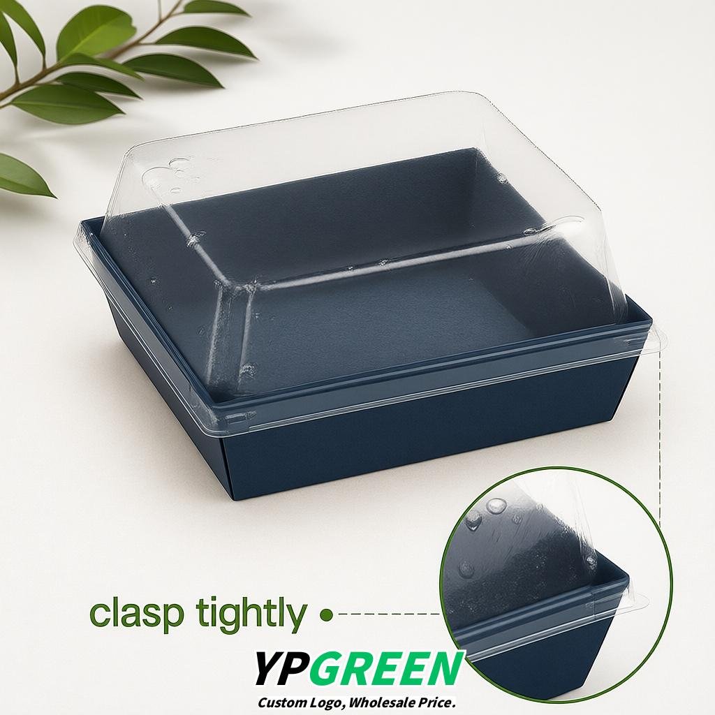 Navy Blue Charcuterie Boxes with Clear Lids - 4 inches & 5 inches Disposable Paper Square Food Containers