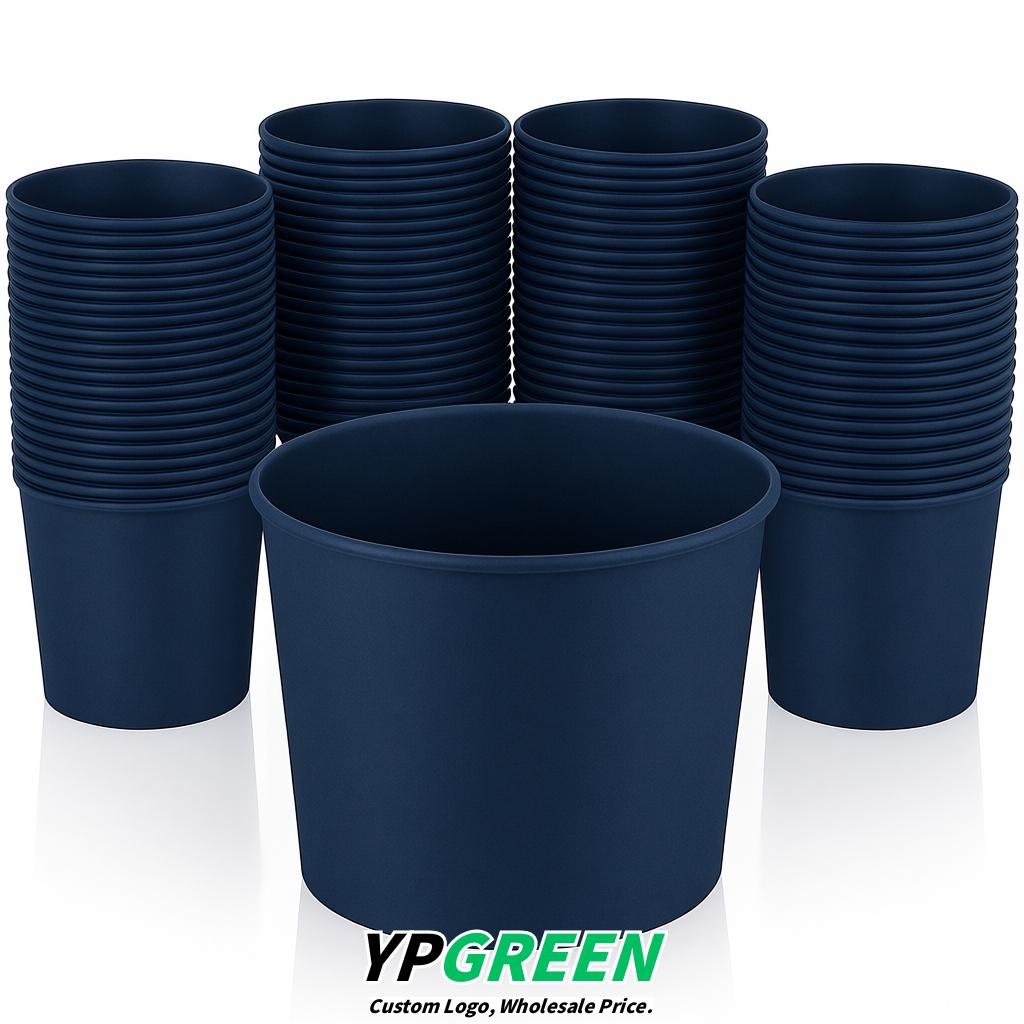 Navy Blue 85 oz Paper Buckets 6.9x5.7x6.3 Inches Cardboard Food Container