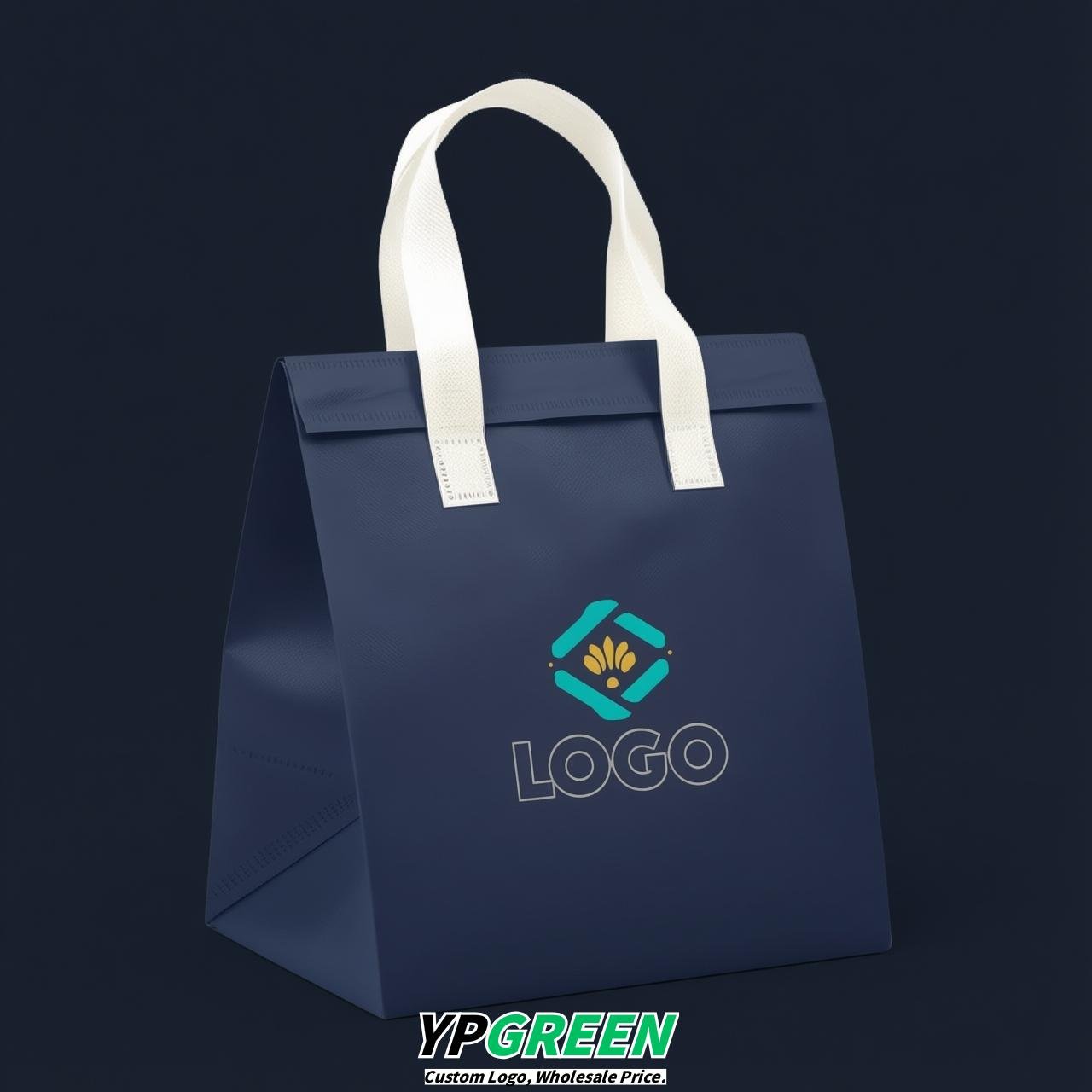 Navy Blue 4-Cup insulated take away bags wholesale 9.5 x 9.5 x 6 inches for Hot & Cold Drink Delivery