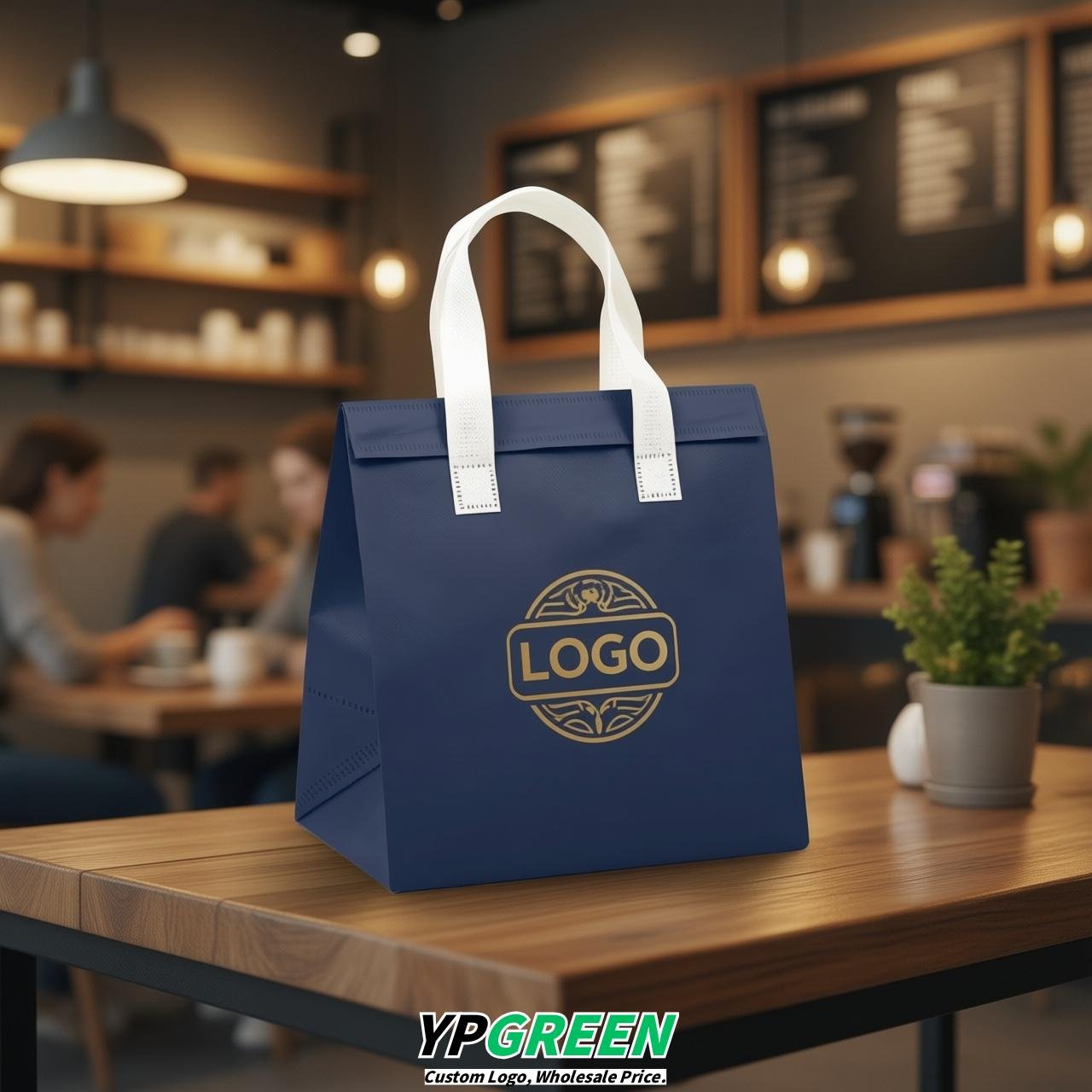 Navy Blue 4-Cup insulated take away bags wholesale 9.5 x 9.5 x 6 inches for Hot & Cold Drink Delivery