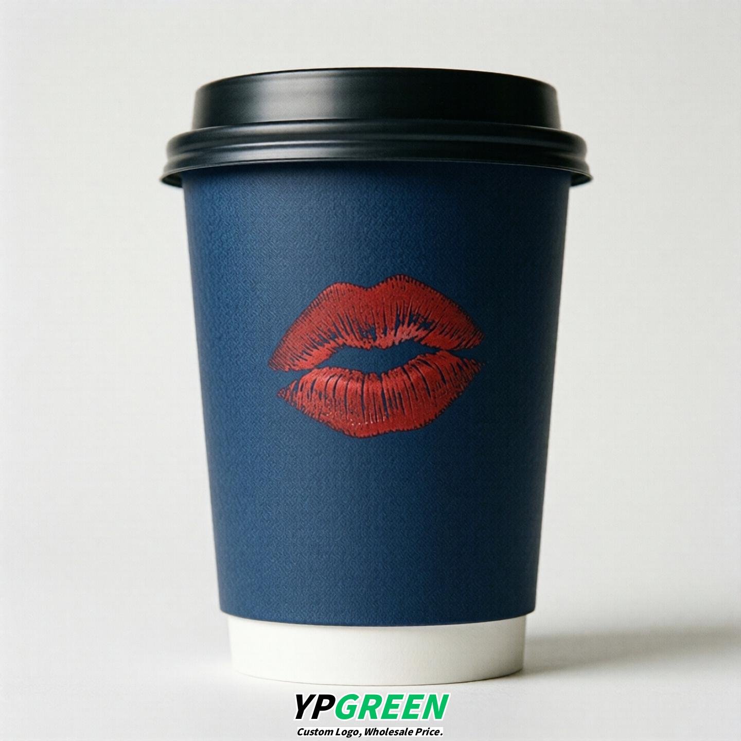 Navy Blue Paper Cups with Lips Print 10oz/12oz/16oz/20oz/22oz