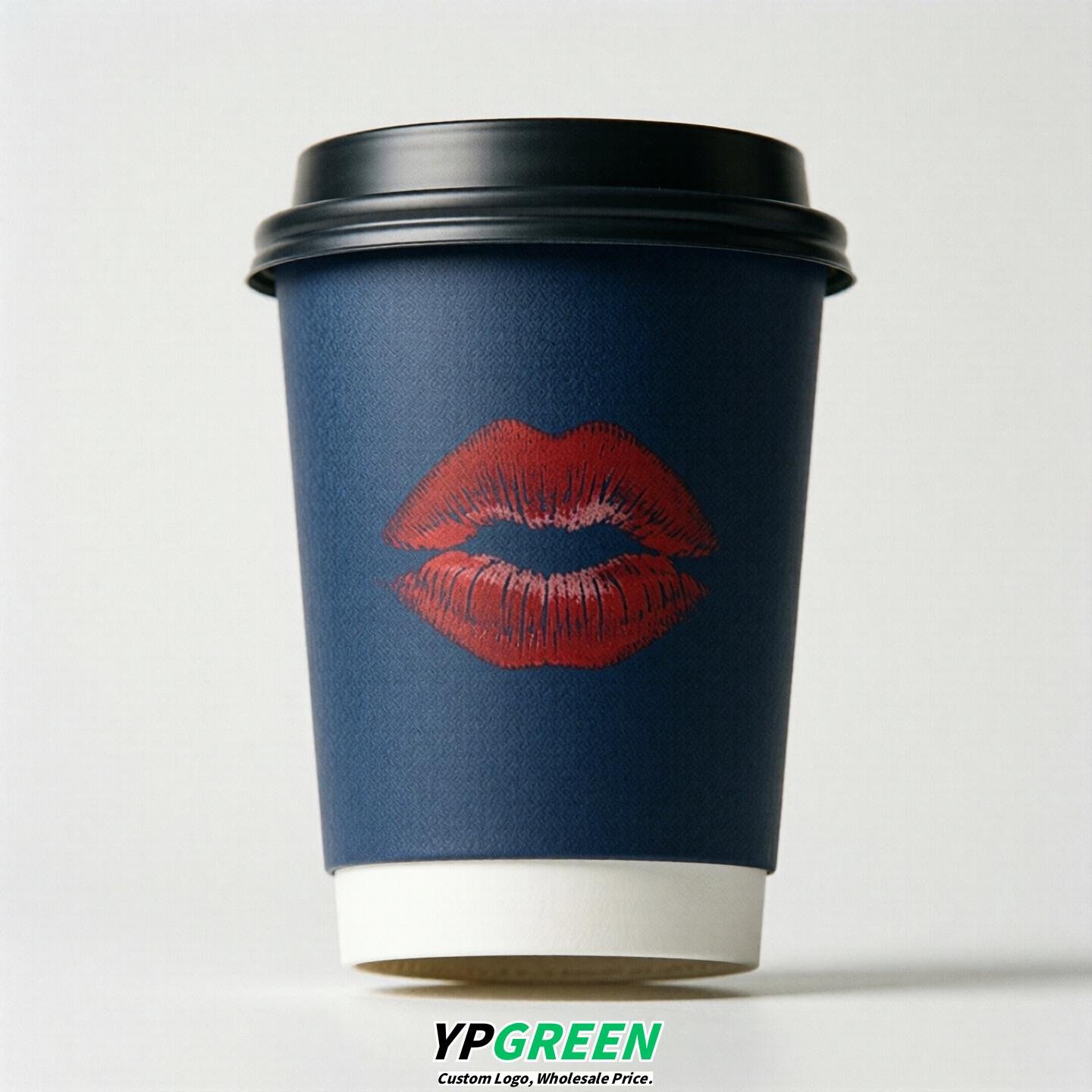 Navy Blue Paper Cups with Lips Print 10oz/12oz/16oz/20oz/22oz