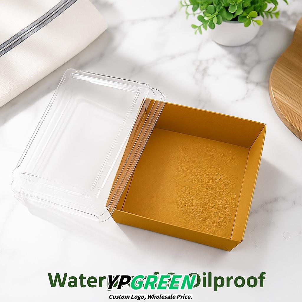 Ochre Charcuterie Boxes with Clear Lids - 4 inches & 5 inches Disposable Paper Square Food Containers