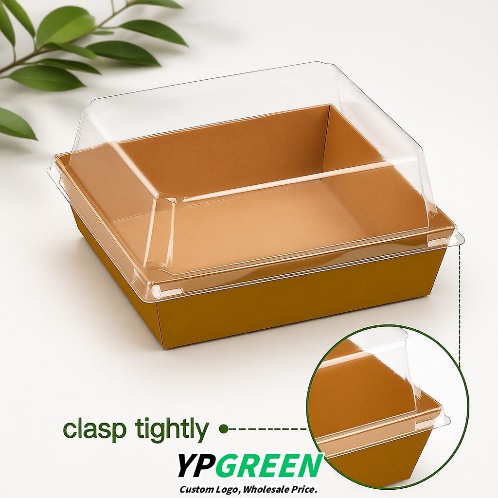 Ochre Charcuterie Boxes with Clear Lids - 4 inches & 5 inches Disposable Paper Square Food Containers