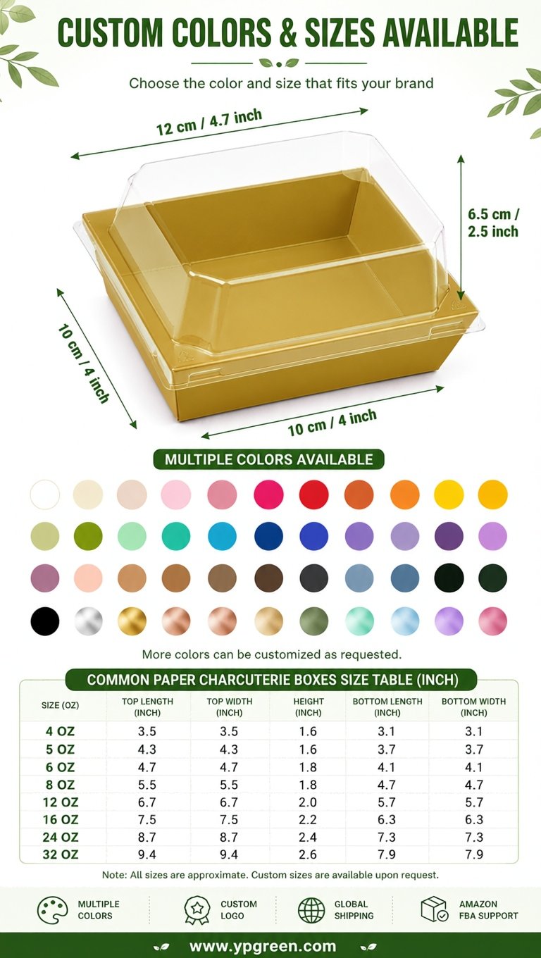 Ochre Charcuterie Boxes with Clear Lids - 4 inches & 5 inches Disposable Paper Square Food Containers Ochre Charcuterie Boxes with Clear Lids - 4 inches & 5 inches Disposable Paper Square Food Containers