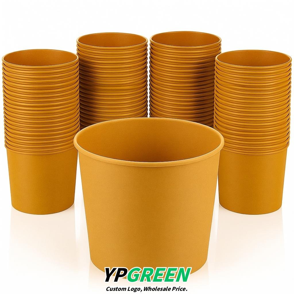 Ochre 85 oz Paper Buckets 6.9x5.7x6.3 Inches Cardboard Food Container