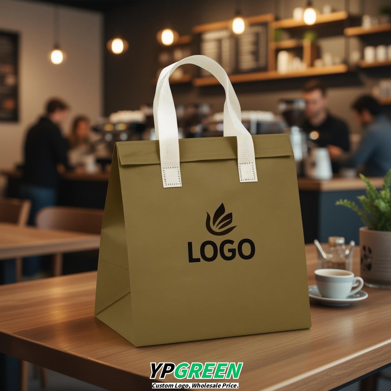 Ochre 4-Cup insulated take away bags wholesale 9.5 x 9.5 x 6 inches for Hot & Cold Drink Delivery