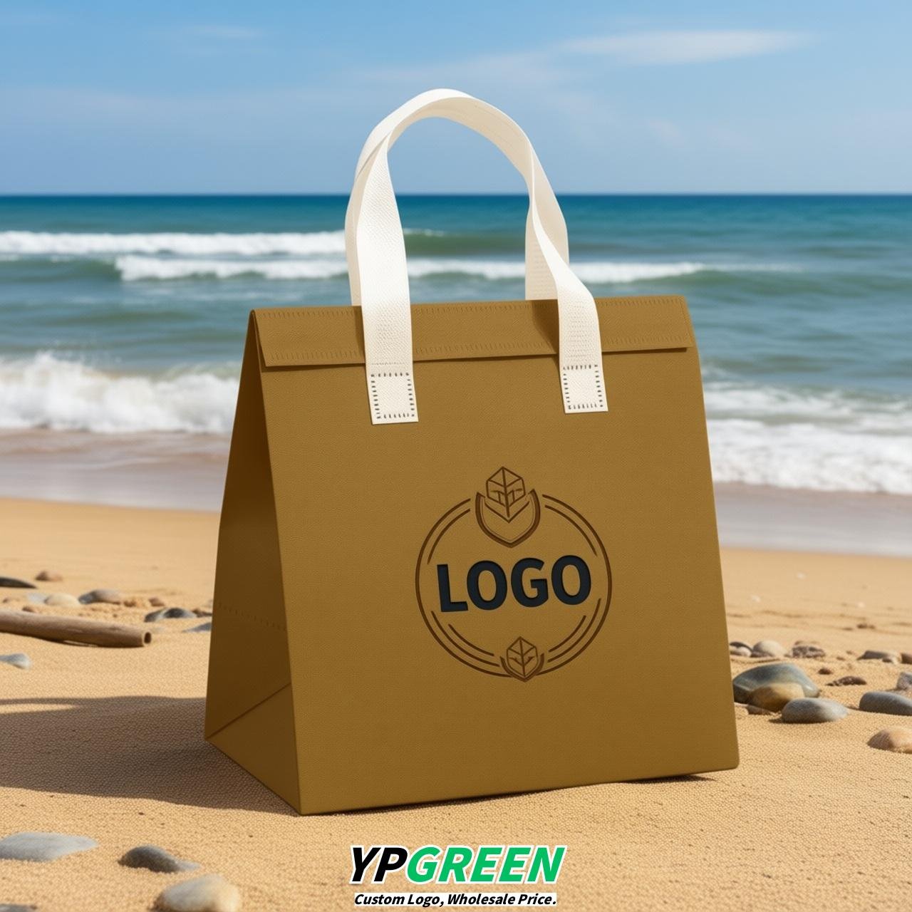 Ochre 4-Cup insulated take away bags wholesale 9.5 x 9.5 x 6 inches for Hot & Cold Drink Delivery
