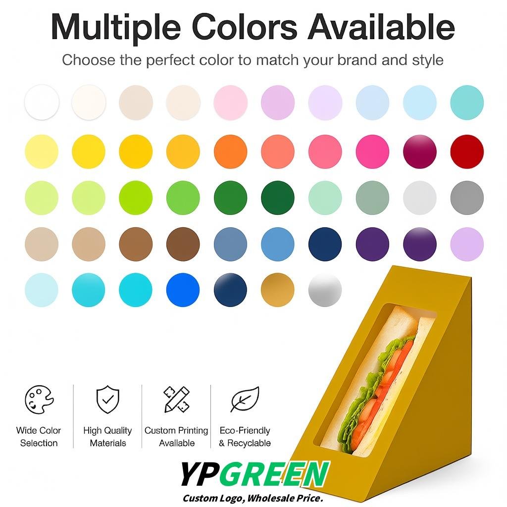 Ochre Triangle Paper Sandwich Boxes with Window 4.7x4.7x2.6 Inch - Factory Direct Ochre Triangle Paper Sandwich Boxes with Window 4.7x4.7x2.6 Inch - Factory Direct