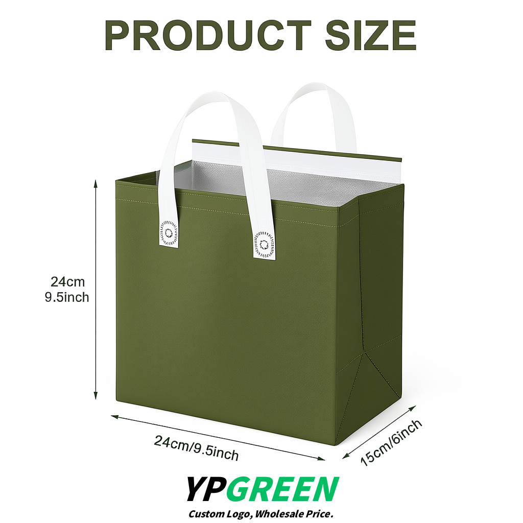 Olive Green 4-Cup insulated take away bags wholesale 9.5 x 9.5 x 6 inches for Hot & Cold Drink Delivery