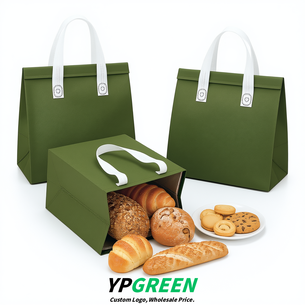 Olive Green 4-Cup insulated take away bags wholesale 9.5 x 9.5 x 6 inches for Hot & Cold Drink Delivery