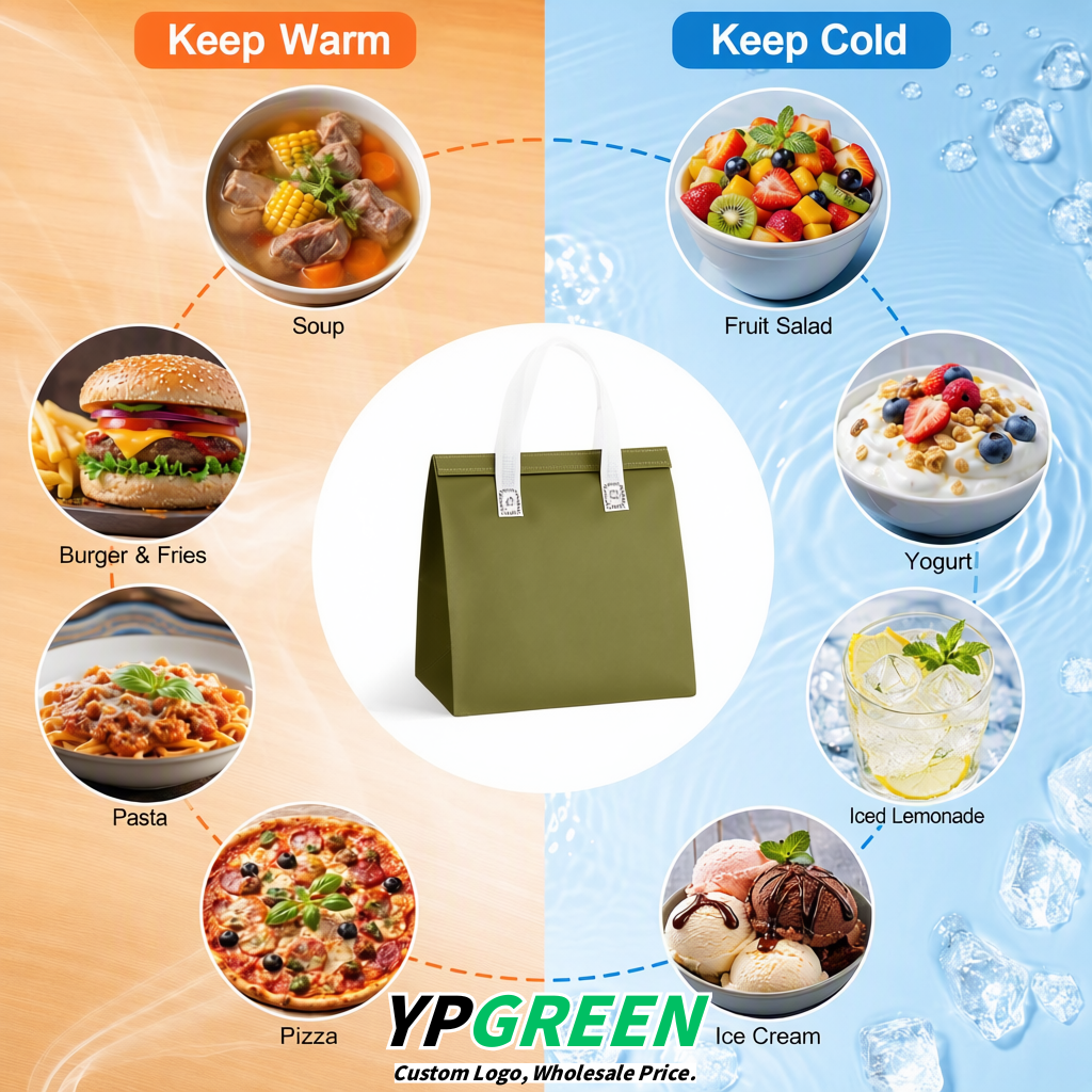 Olive Green 4-Cup insulated take away bags wholesale 9.5 x 9.5 x 6 inches for Hot & Cold Drink Delivery