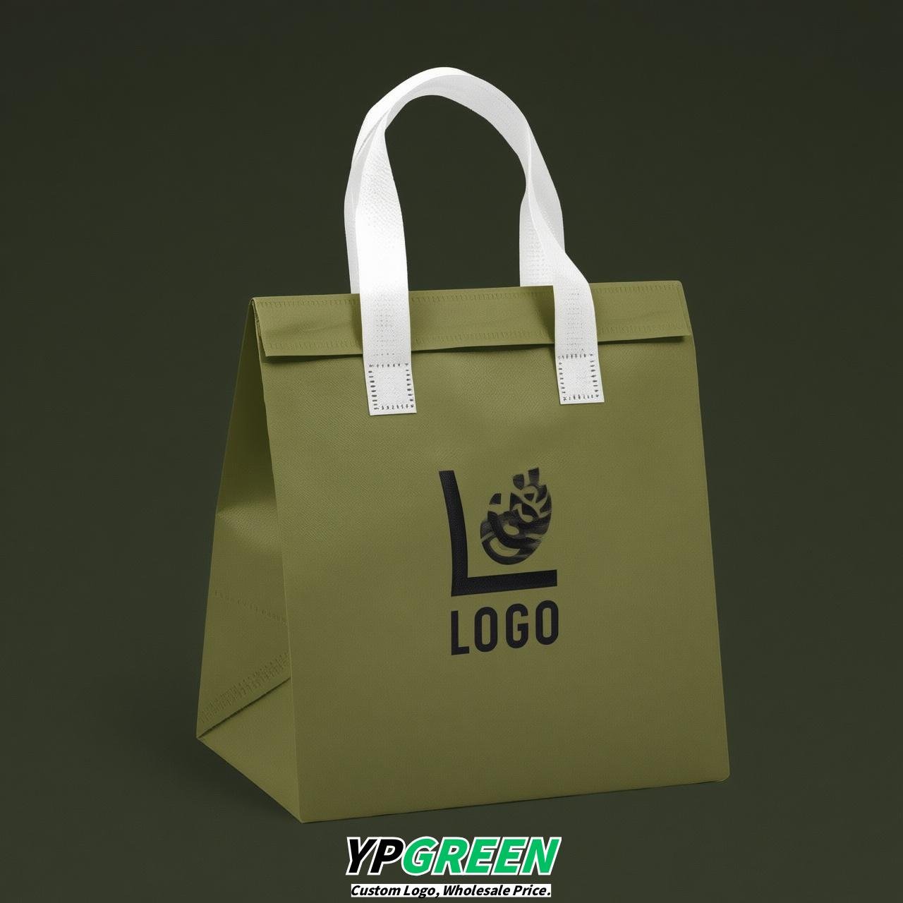 Olive Green 4-Cup insulated take away bags wholesale 9.5 x 9.5 x 6 inches for Hot & Cold Drink Delivery