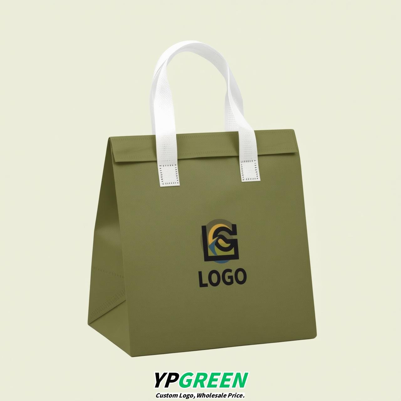 Olive Green 4-Cup insulated take away bags wholesale 9.5 x 9.5 x 6 inches for Hot & Cold Drink Delivery