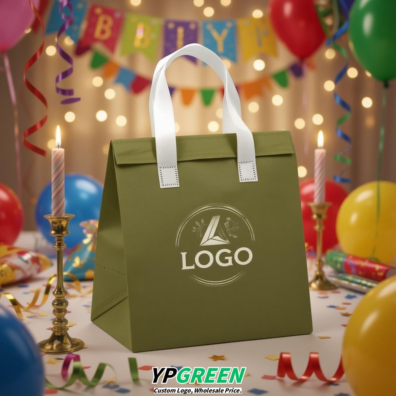 Olive Green 4-Cup insulated take away bags wholesale 9.5 x 9.5 x 6 inches for Hot & Cold Drink Delivery