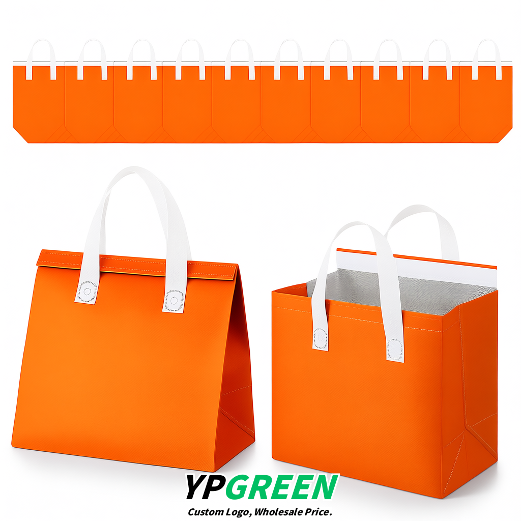 Orange 4-Cup insulated take away bags wholesale 9.5 x 9.5 x 6 inches for Hot & Cold Drink Delivery