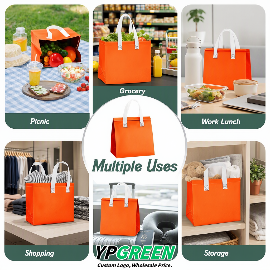 Orange 4-Cup insulated take away bags wholesale 9.5 x 9.5 x 6 inches for Hot & Cold Drink Delivery