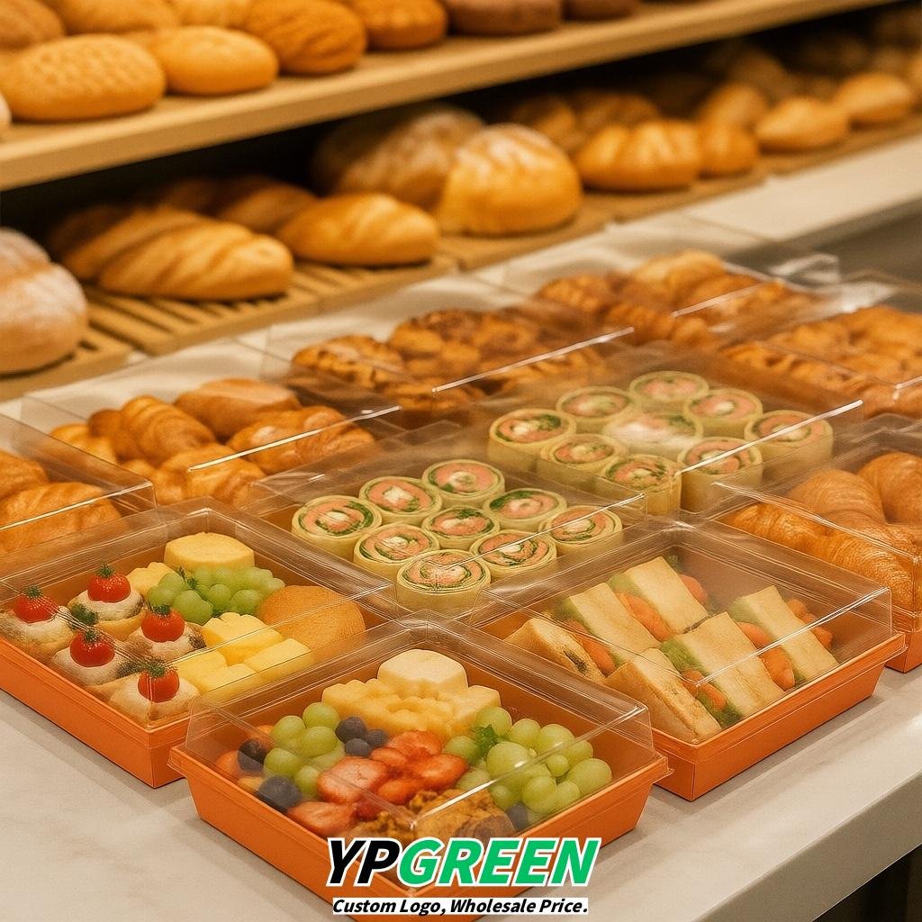 Orange Charcuterie Boxes with Clear Lids - 4 inches & 5 inches Disposable Paper Square Food Containers