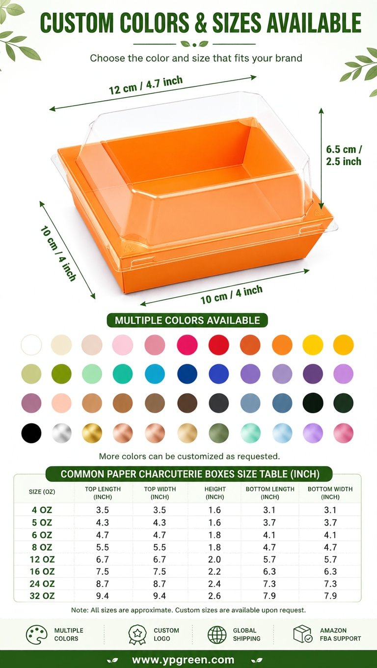 Orange Charcuterie Boxes with Clear Lids - 4 inches & 5 inches Disposable Paper Square Food Containers Orange Charcuterie Boxes with Clear Lids - 4 inches & 5 inches Disposable Paper Square Food Containers