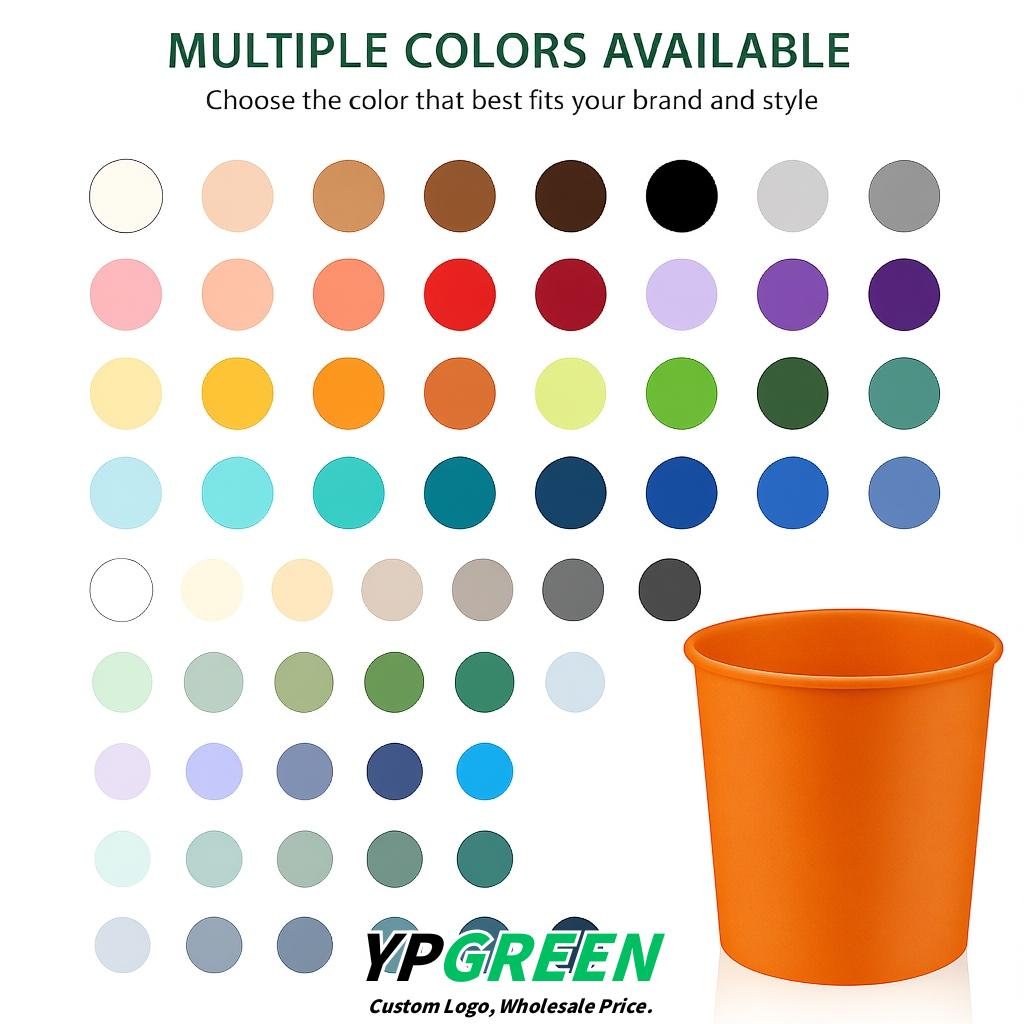 Orange 85 oz Paper Buckets 6.9x5.7x6.3 Inches Cardboard Food Container