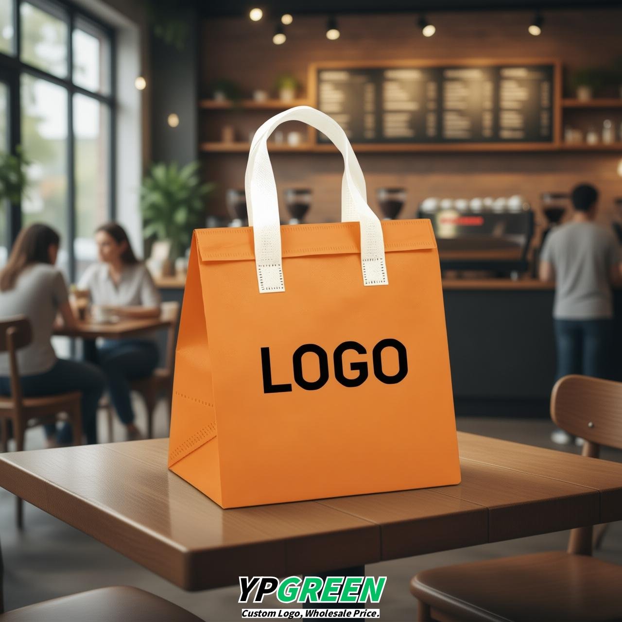 Orange 4-Cup insulated take away bags wholesale 9.5 x 9.5 x 6 inches for Hot & Cold Drink Delivery