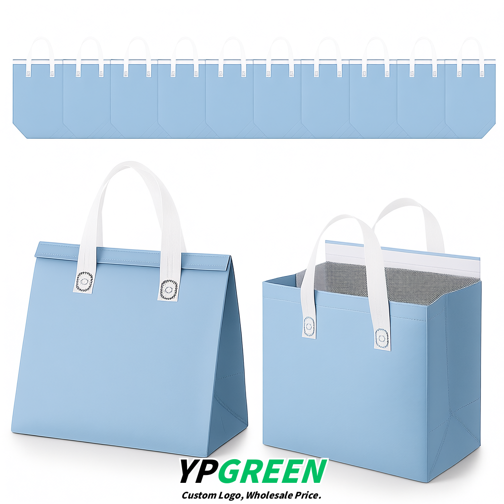 Periwinkle 4-Cup insulated take away bags wholesale 9.5 x 9.5 x 6 inches for Hot & Cold Drink Delivery