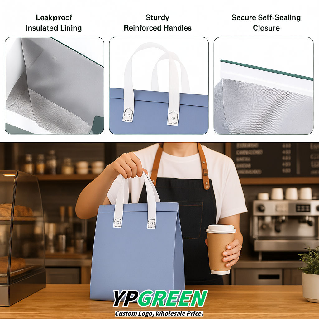 Periwinkle 4-Cup insulated take away bags wholesale 9.5 x 9.5 x 6 inches for Hot & Cold Drink Delivery