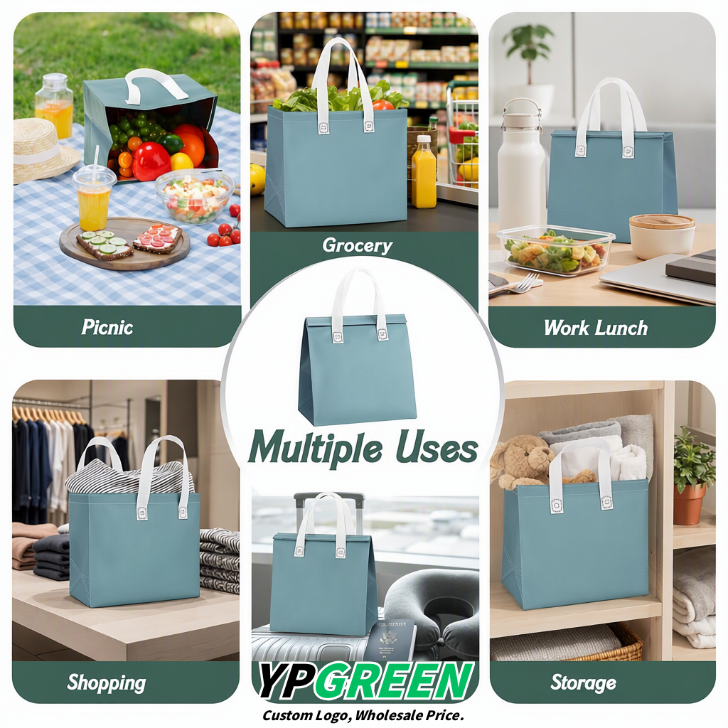 Periwinkle 4-Cup insulated take away bags wholesale 9.5 x 9.5 x 6 inches for Hot & Cold Drink Delivery