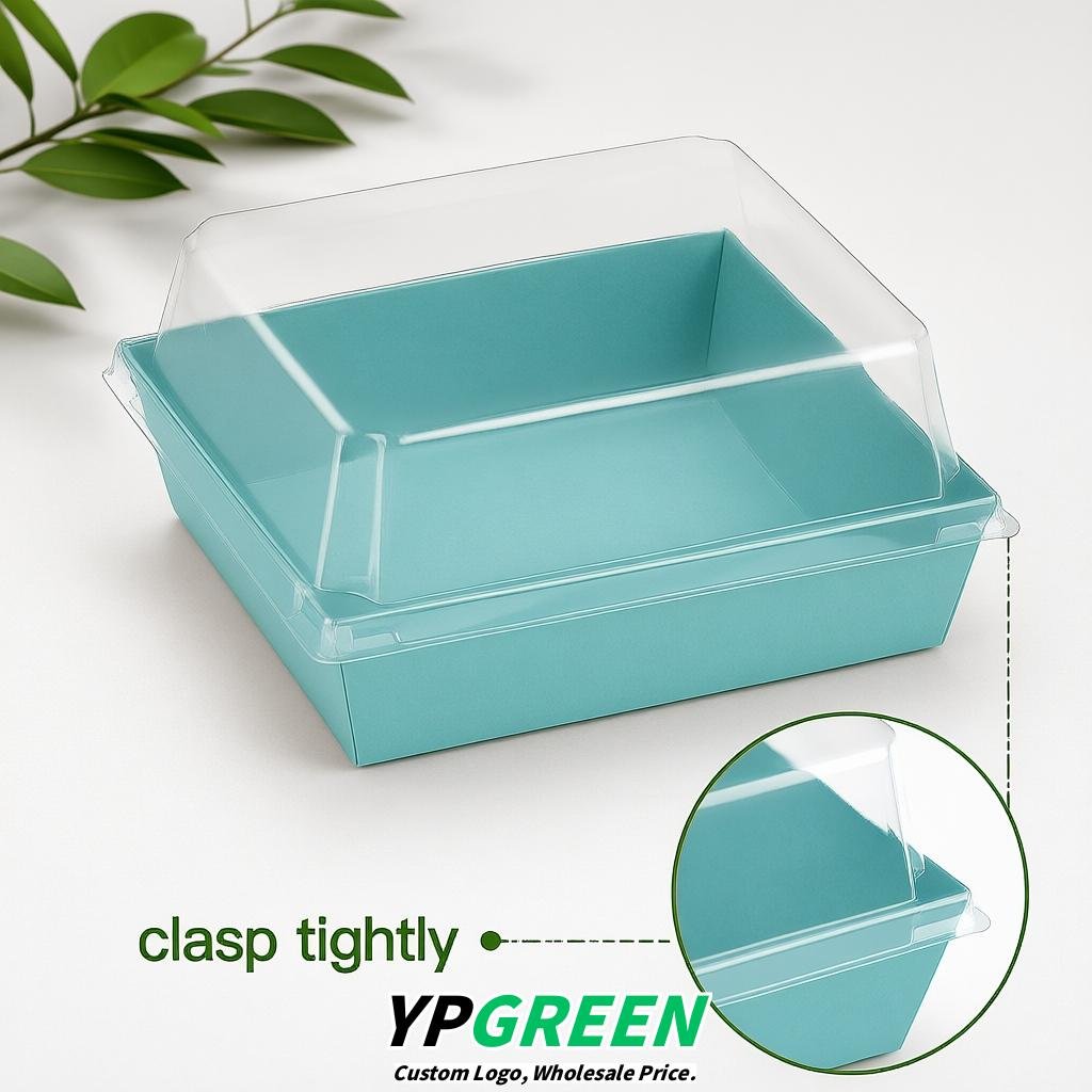 Periwinkle Charcuterie Boxes with Clear Lids - 4 inches & 5 inches Disposable Paper Square Food Containers