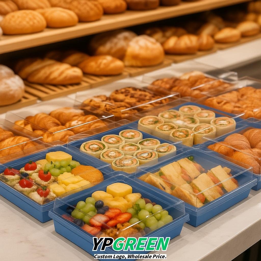 Periwinkle Charcuterie Boxes with Clear Lids - 4 inches & 5 inches Disposable Paper Square Food Containers