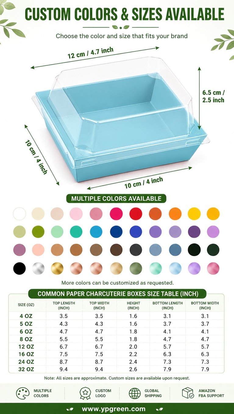 Periwinkle Charcuterie Boxes with Clear Lids - 4 inches & 5 inches Disposable Paper Square Food Containers Periwinkle Charcuterie Boxes with Clear Lids - 4 inches & 5 inches Disposable Paper Square Food Containers