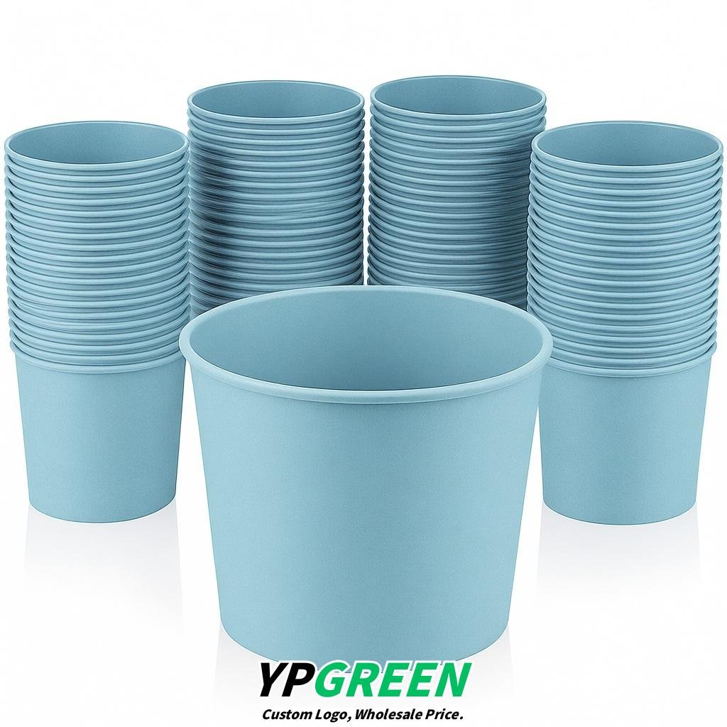 Periwinkle 85 oz Paper Buckets 6.9x5.7x6.3 Inches Cardboard Food Container