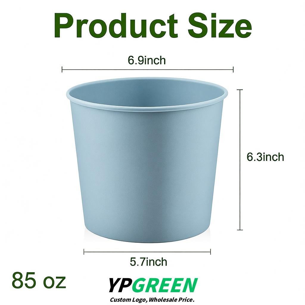 Periwinkle 85 oz Paper Buckets 6.9x5.7x6.3 Inches Cardboard Food Container