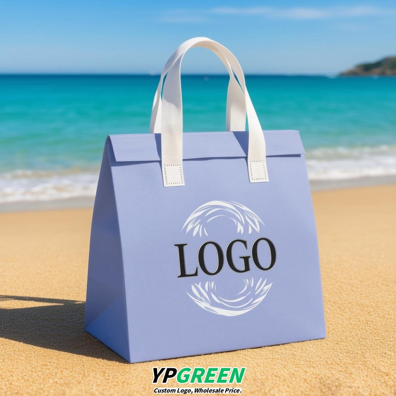 Periwinkle 4-Cup insulated take away bags wholesale 9.5 x 9.5 x 6 inches for Hot & Cold Drink Delivery