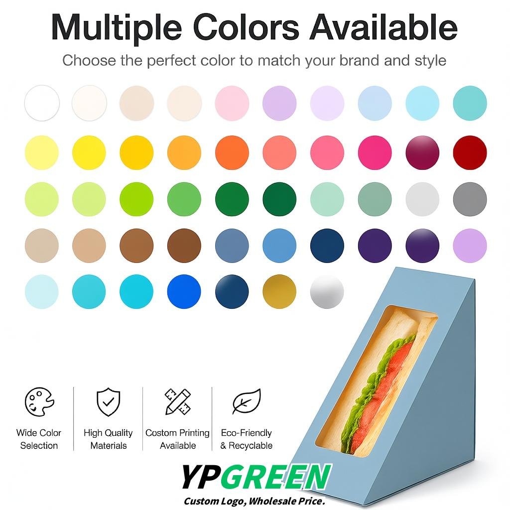 Periwinkle Triangle Paper Sandwich Boxes with Window 4.7x4.7x2.6 Inch - Factory Direct